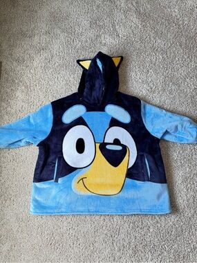 Bluey Cartoon Character Hooded Kids Pullover Sherpa